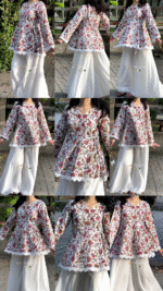 “Fia” Floral Top with Flowy White Palazzo W22 - women dress online bd