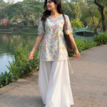 “Haifa” Floral Top with Flowy White Palazzo W3 - women dress online bd