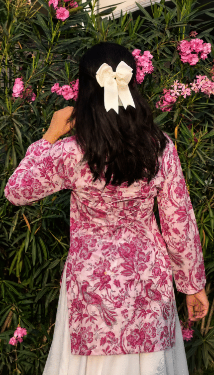 “Lia” Floral Top with Flowy White Palazzo W23 - women dress online bd