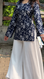 “Arla” Floral Top with Flowy White Palazzo W24 - women dress online bd