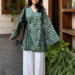 “Ema” Floral Top with Flowy White Palazzo W26 – product view
