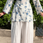 “Mere Humsafar” Floral Top with Flowy White Palazzo W13 – product view