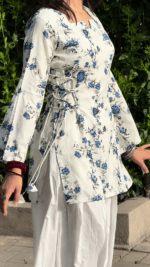 “Mere Humsafar” Floral Top with Flowy White Palazzo W13 – detail view 6