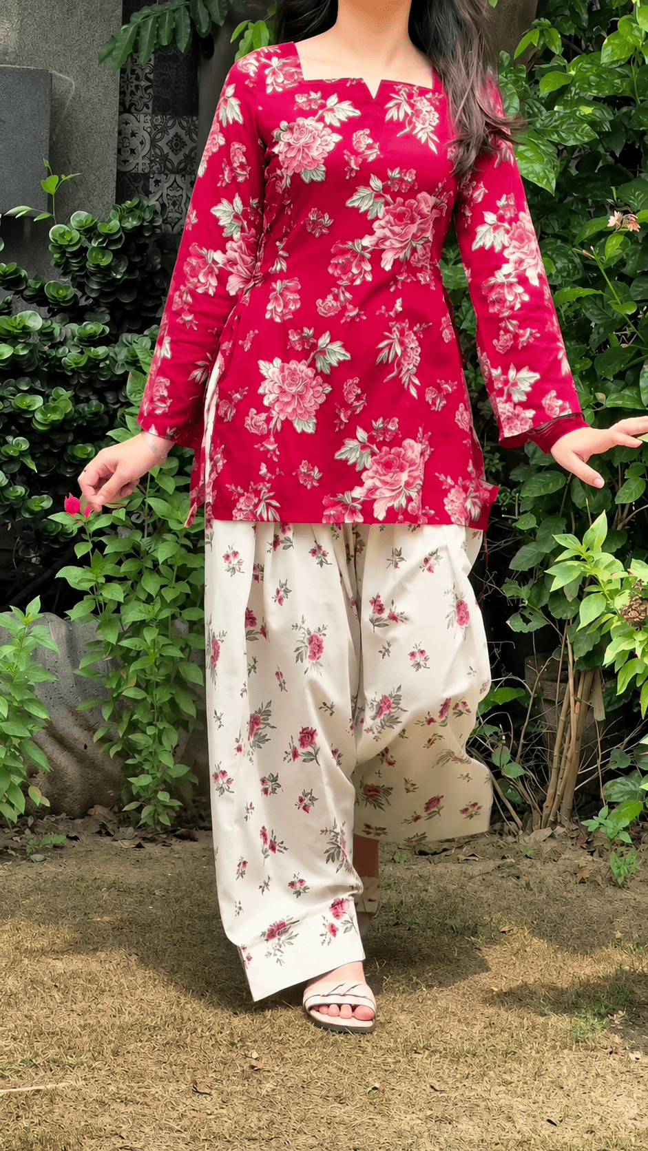 clean_ChatGPT Image Aug 16, 2026, 12_59_49 PM (1) Red Vine Floral Top with Flowy Farshi Salwar W29 - Image 1